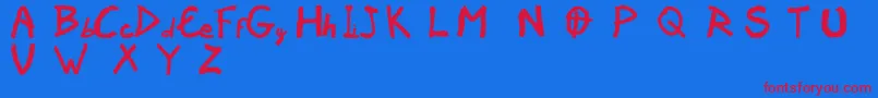Vaudoorf Font – Red Fonts on Blue Background