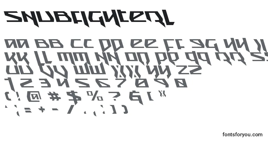 Schriftart Snubfighterl – Alphabet, Zahlen, spezielle Symbole