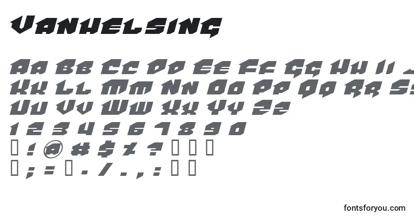 A fonte Vanhelsing – alfabeto, números, caracteres especiais