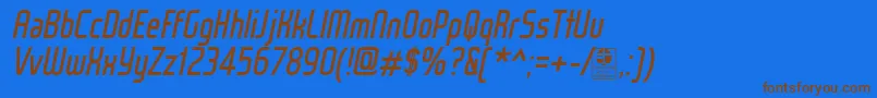 フォントWoxModelistItalicDemo – 茶色の文字が青い背景にあります。