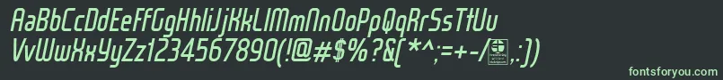 フォントWoxModelistItalicDemo – 黒い背景に緑の文字