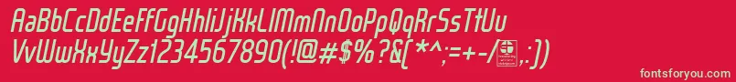 WoxModelistItalicDemo Font – Green Fonts on Red Background