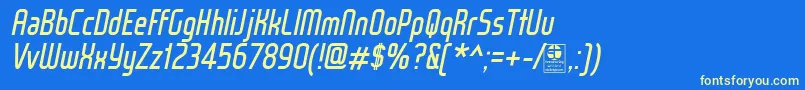 フォントWoxModelistItalicDemo – 黄色の文字、青い背景