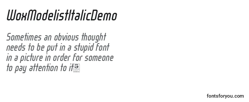 Review of the WoxModelistItalicDemo Font