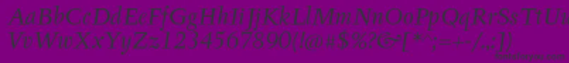 TyfaItcOtItalic-fontti – mustat fontit violetilla taustalla