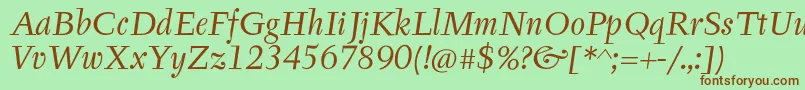 TyfaItcOtItalic Font – Brown Fonts on Green Background