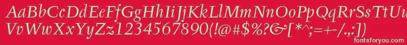 フォントTyfaItcOtItalic – 赤い背景に緑の文字