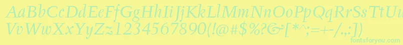 TyfaItcOtItalic Font – Green Fonts on Yellow Background