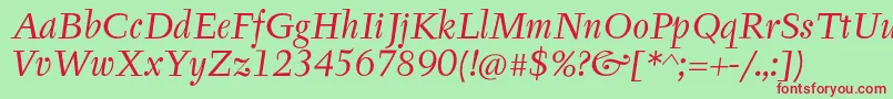 TyfaItcOtItalic Font – Red Fonts on Green Background