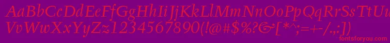 TyfaItcOtItalic Font – Red Fonts on Purple Background