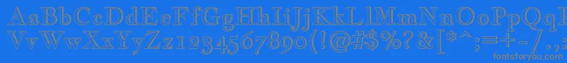 JacquesfrancoisshadowRegular-Schriftart – Graue Schriften auf blauem Hintergrund