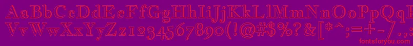 JacquesfrancoisshadowRegular-Schriftart – Rote Schriften auf violettem Hintergrund