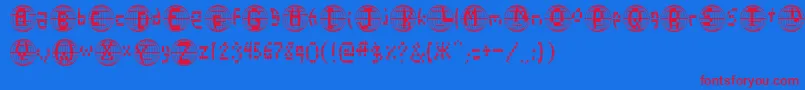 フォントD2k – 赤い文字の青い背景