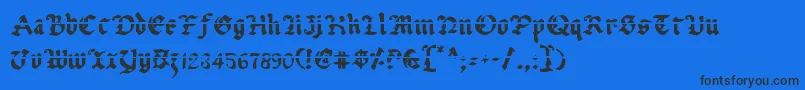 フォントUberhГ¶lmeLazar – 黒い文字の青い背景