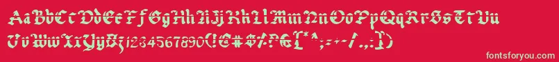 フォントUberhГ¶lmeLazar – 赤い背景に緑の文字