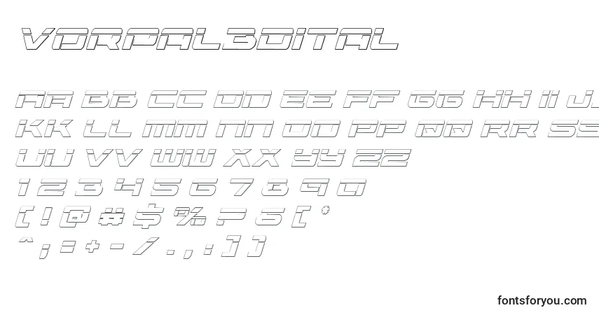 A fonte Vorpal3Dital – alfabeto, números, caracteres especiais