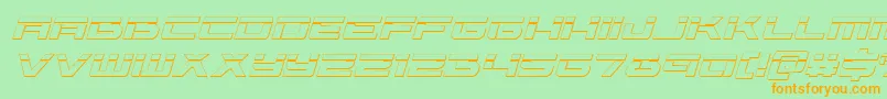 フォントVorpal3Dital – オレンジの文字が緑の背景にあります。