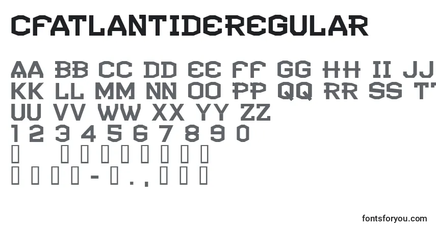 Czcionka CfatlantideRegular – alfabet, cyfry, specjalne znaki