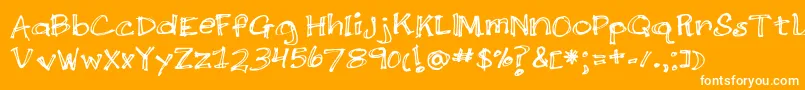 BmdDoubleScratch-Schriftart – Weiße Schriften auf orangefarbenem Hintergrund