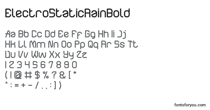 ElectroStaticRainBoldフォント–アルファベット、数字、特殊文字