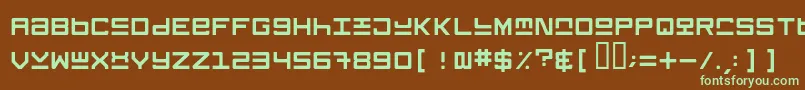 フォントKeystone – 緑色の文字が茶色の背景にあります。