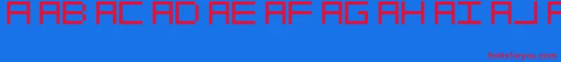 フォントOcrDeca – 赤い文字の青い背景