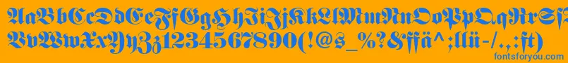 FetteFrakturLtDfr Font – Blue Fonts on Orange Background