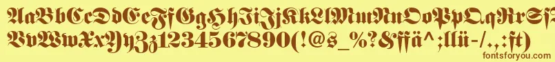 FetteFrakturLtDfr Font – Brown Fonts on Yellow Background