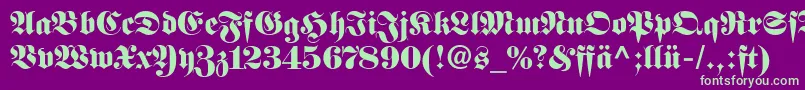 FetteFrakturLtDfr Font – Green Fonts on Purple Background