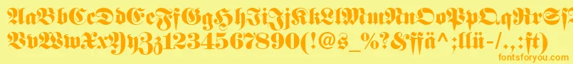 FetteFrakturLtDfr Font – Orange Fonts on Yellow Background