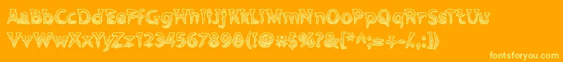 Voodoovampire-Schriftart – Gelbe Schriften auf orangefarbenem Hintergrund