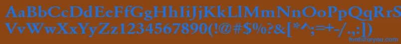 Czcionka Whittiedmediume – niebieskie czcionki na brązowym tle