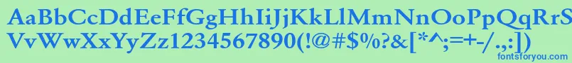 Whittiedmediume-Schriftart – Blaue Schriften auf grünem Hintergrund