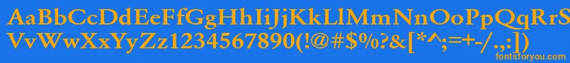 Weitere Informationen zur Whittiedmediume-Schriftart Whittiedmediume-Schriftart – Orangefarbene Schriften auf blauem Hintergrund