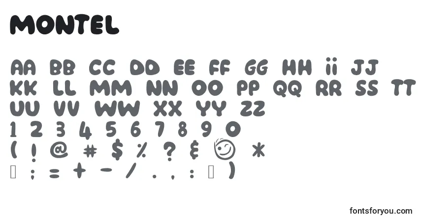 Czcionka Montel – alfabet, cyfry, specjalne znaki