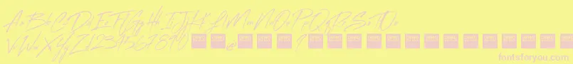 FlashBackDemo-fontti – vaaleanpunaiset fontit keltaisella taustalla