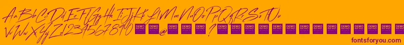 FlashBackDemo-fontti – violetit fontit oranssilla taustalla