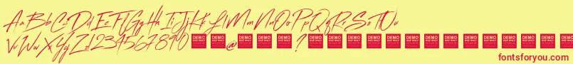 FlashBackDemo Font – Red Fonts on Yellow Background