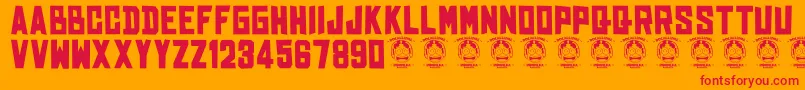 Bhinekatunggalika Font – Red Fonts on Orange Background