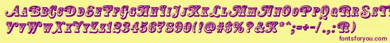 CountryWesternSwingTitle Font – Purple Fonts on Yellow Background