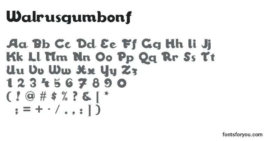 Schriftart Walrusgumbonf (52084) – Alphabet, Zahlen, spezielle Symbole