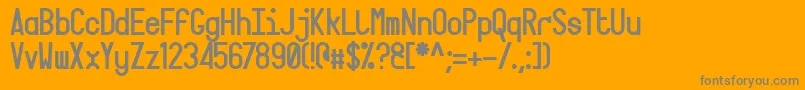 Targa-fontti – harmaat kirjasimet oranssilla taustalla