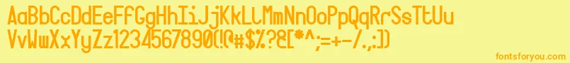 フォントTarga – オレンジの文字が黄色の背景にあります。