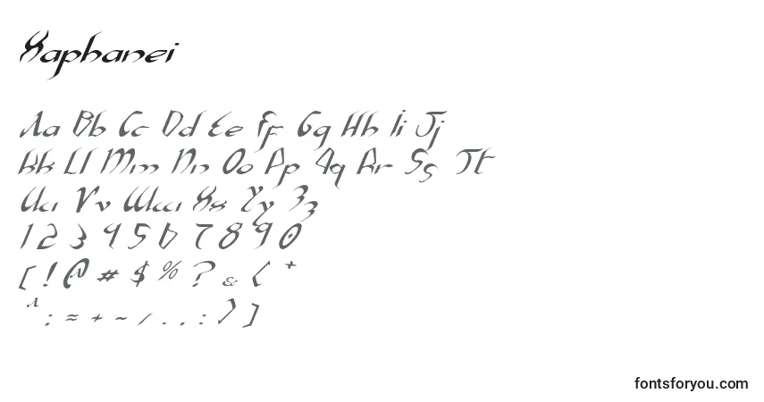 Schriftart Xaphanei – Alphabet, Zahlen, spezielle Symbole