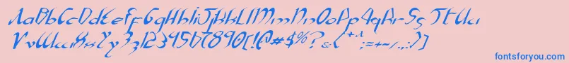 Xaphanei-Schriftart – Blaue Schriften auf rosa Hintergrund