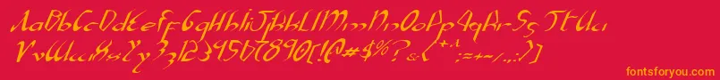 Xaphanei-Schriftart – Orangefarbene Schriften auf rotem Hintergrund