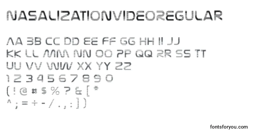 Czcionka NasalizationvideoRegular – alfabet, cyfry, specjalne znaki