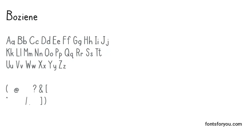Schriftart Boziene – Alphabet, Zahlen, spezielle Symbole
