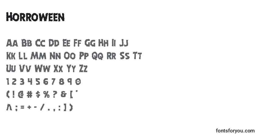 A fonte Horroween – alfabeto, números, caracteres especiais
