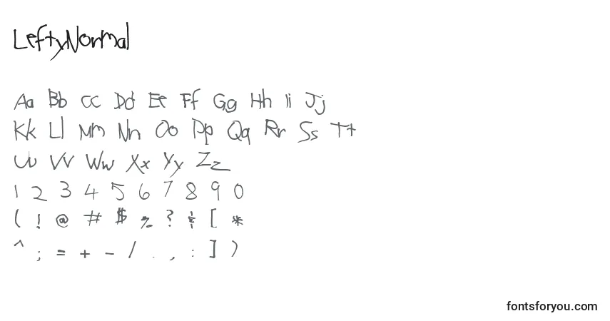 Schriftart LeftyNormal – Alphabet, Zahlen, spezielle Symbole